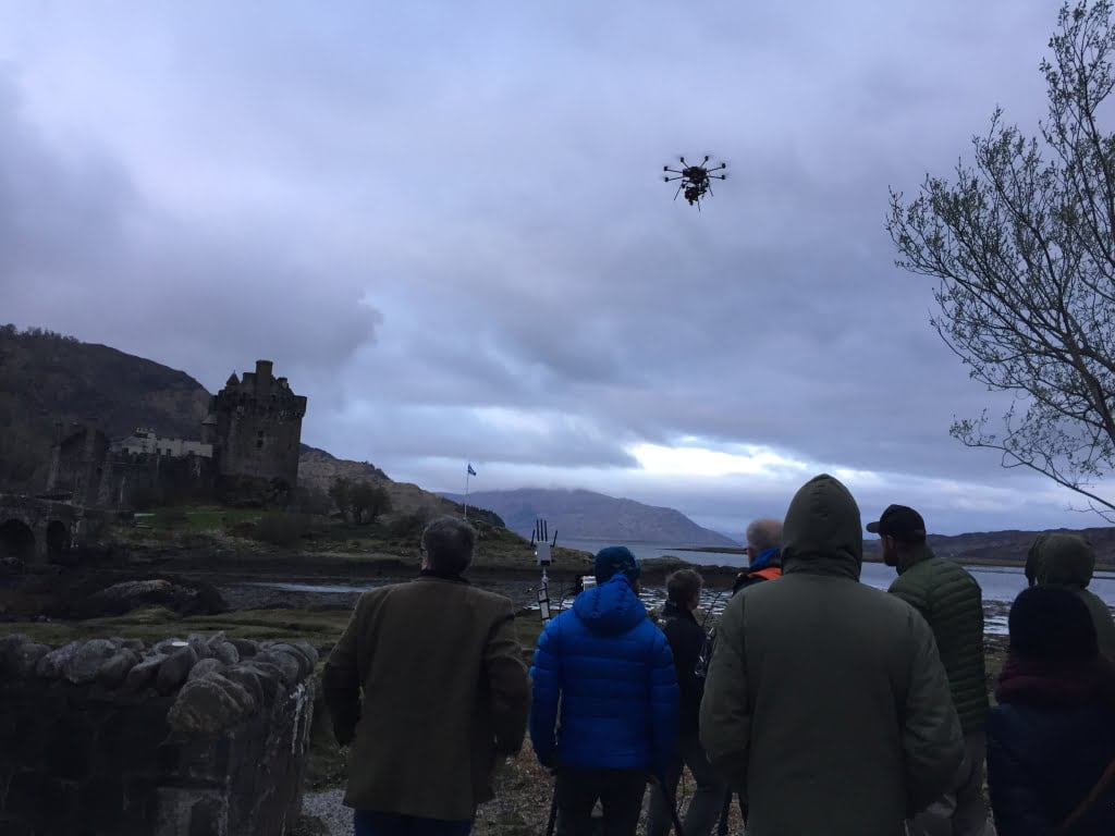 Drone filming at Eilean Donan castle in Scotland, Vulvan Raven Heavy Lift Drone